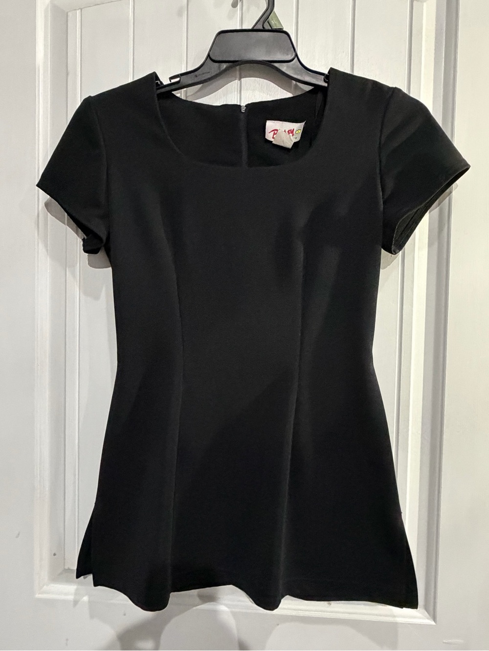 Vintage 90s Betsey Johnson Black Short Sleeve Scoop-Neck Top